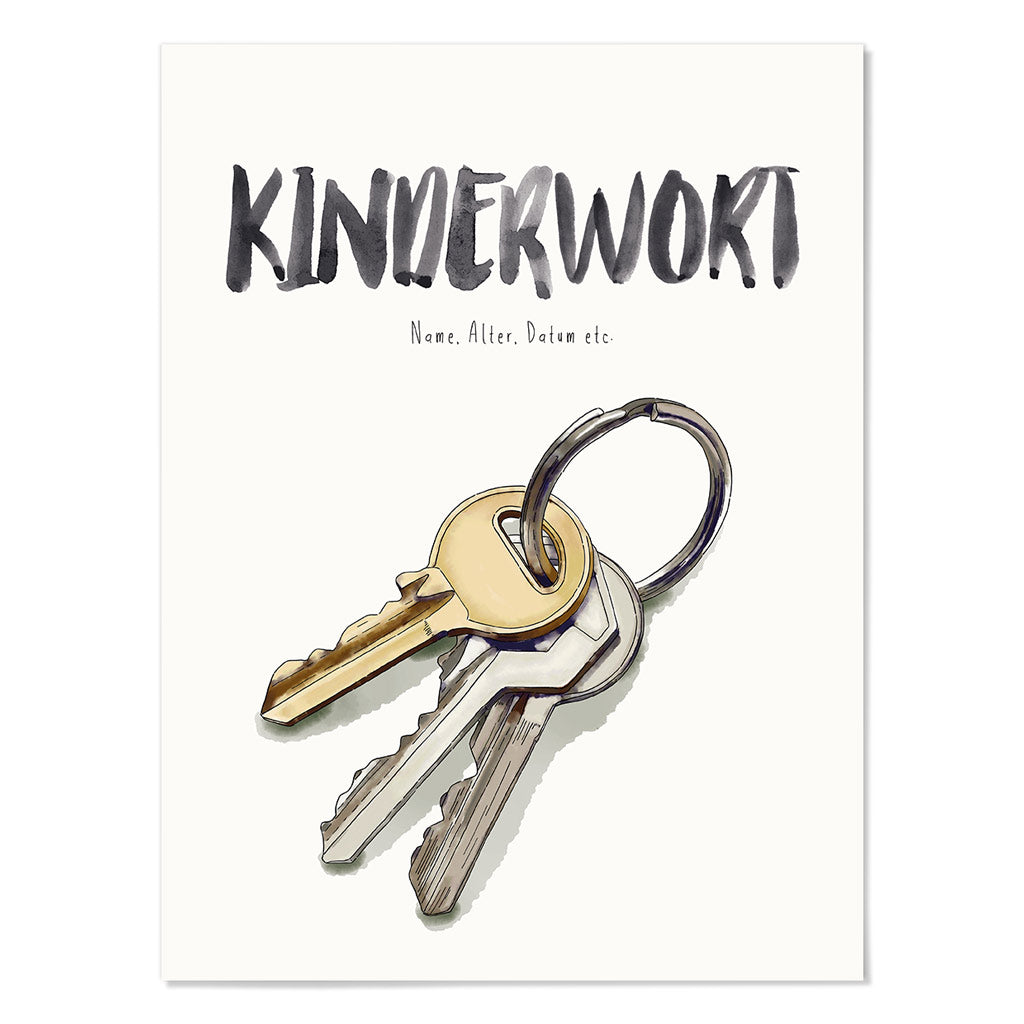 Kindermundposter Schlüssel – personalisiertes Poster mit Kinderwort für Eltern