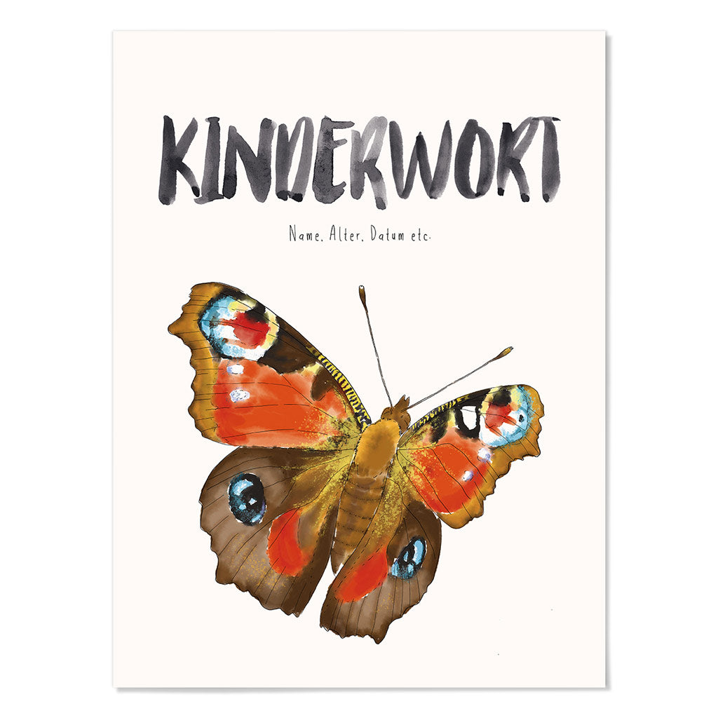 Kindermundposter Schmetterling – personalisiertes Poster mit Kinderwort für Eltern