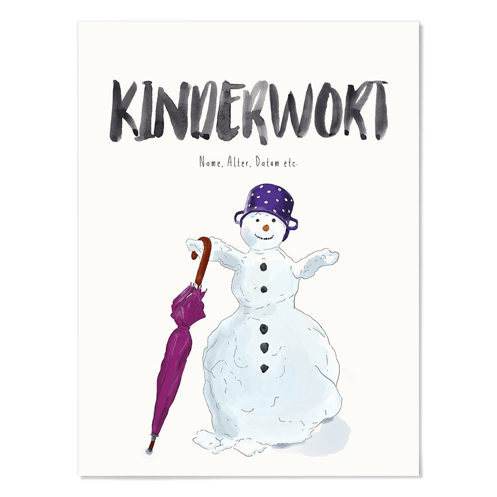 Kindermundposter Schneemann – personalisiertes Poster mit Kinderwort für Eltern