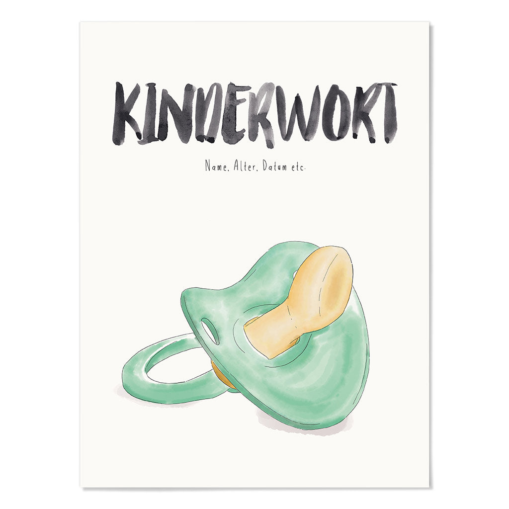Kindermundposter Schnuller – personalisiertes Poster mit Kinderwort für Eltern