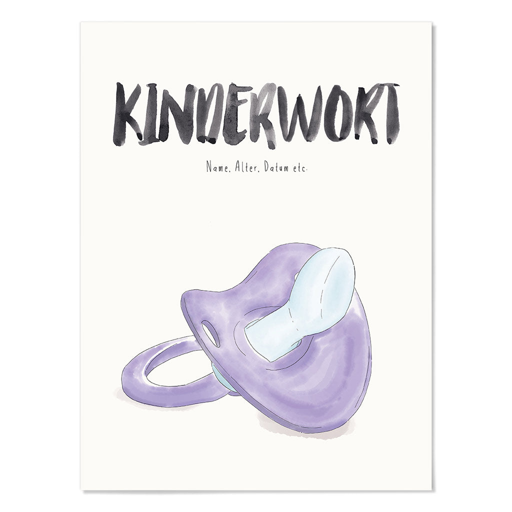 Kindermundposter Schnuller – personalisiertes Poster mit Kinderwort für Eltern