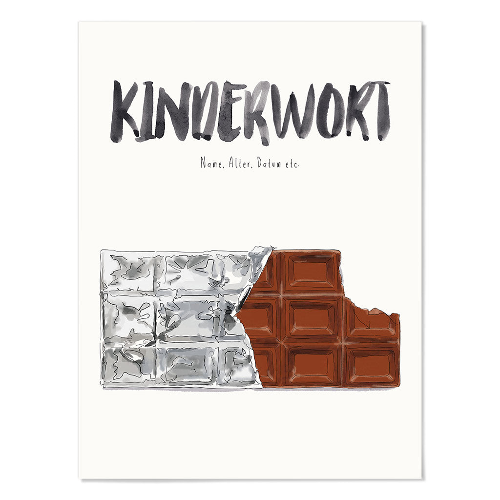 Kindermundposter Schokolade – personalisiertes Poster mit Kinderwort für Eltern