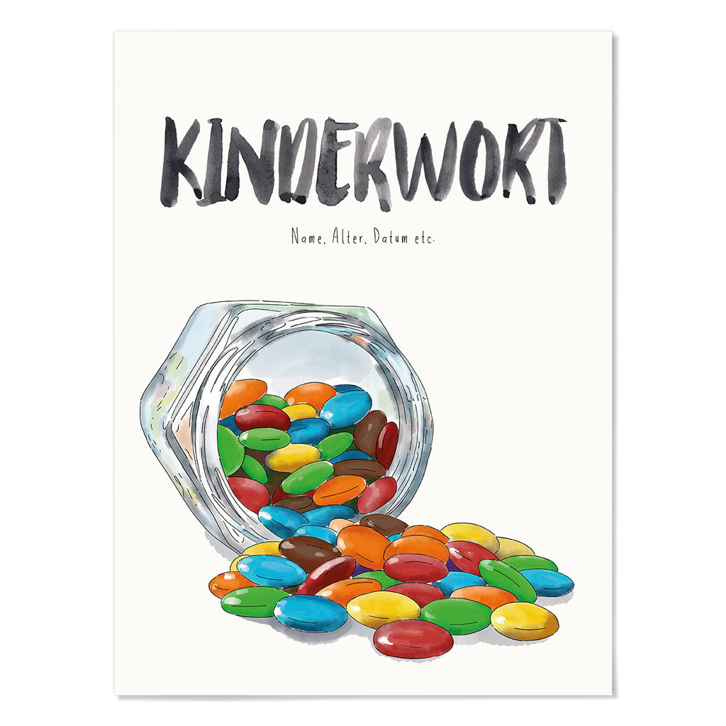 Kindermundposter Schokolinsen – personalisiertes Poster mit Kinderwort für Eltern