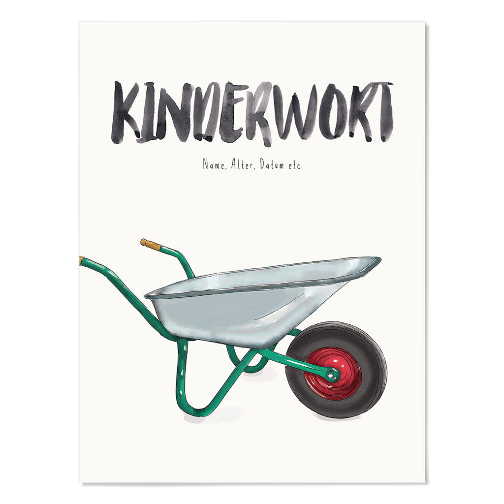 Kindermundposter Schubkarre – personalisiertes Poster mit Kinderwort für Eltern