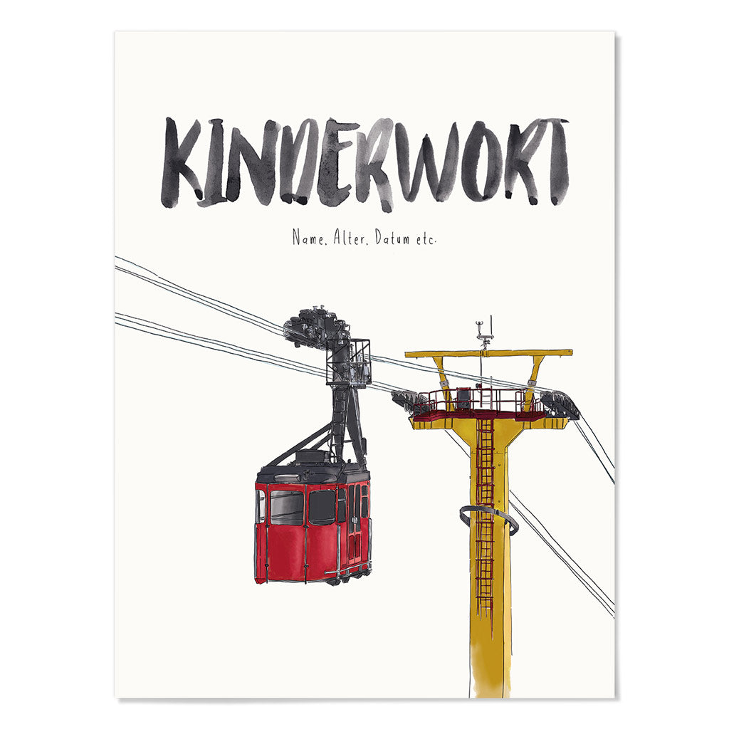 Kindermundposter Seilbahn – personalisiertes Poster mit Kinderwort für Eltern