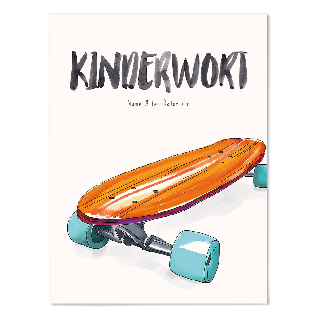 Kindermundposter Skateboard – personalisiertes Poster mit Kinderwort für Eltern