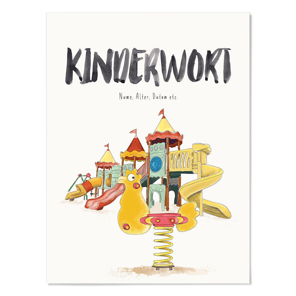 Kindermundposter Spielplatz – personalisiertes Poster mit Kinderwort für Eltern