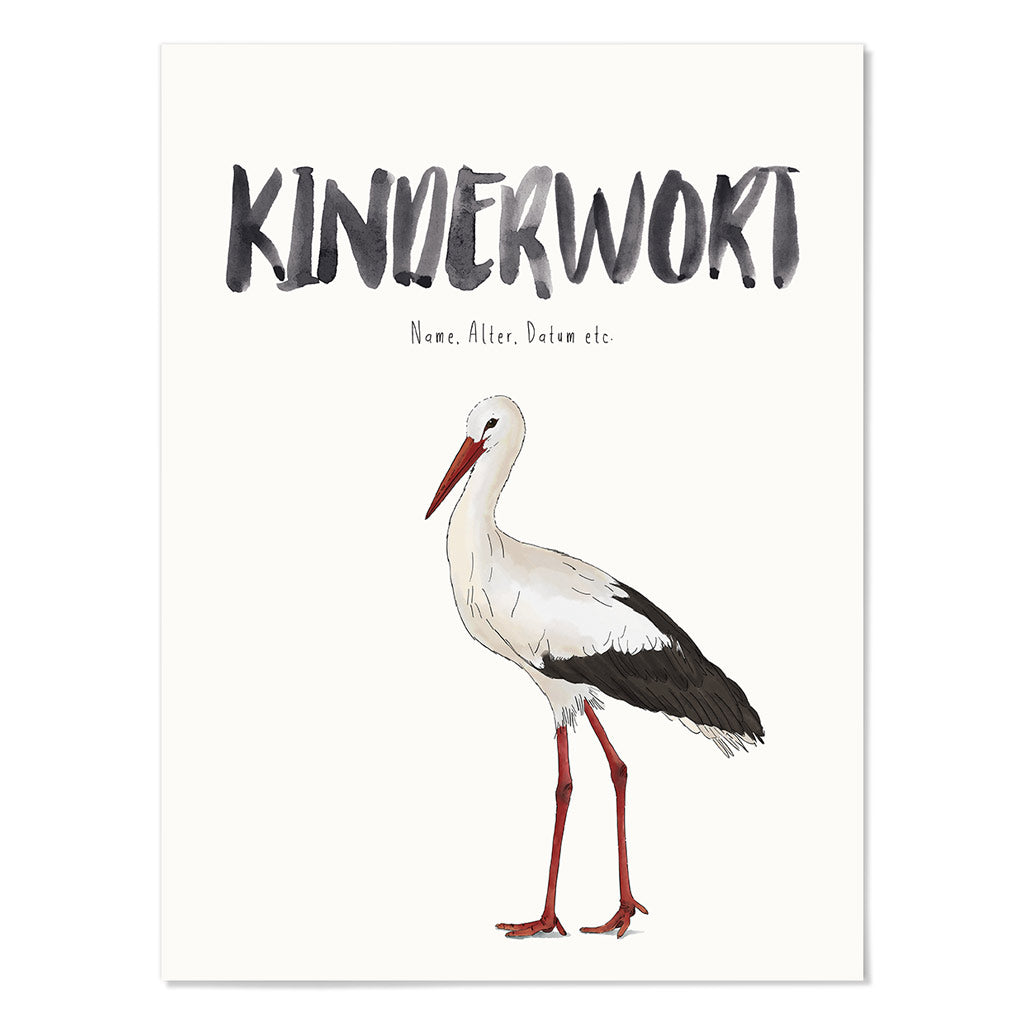 Kindermundposter Storch – personalisiertes Poster mit Kinderwort für Eltern