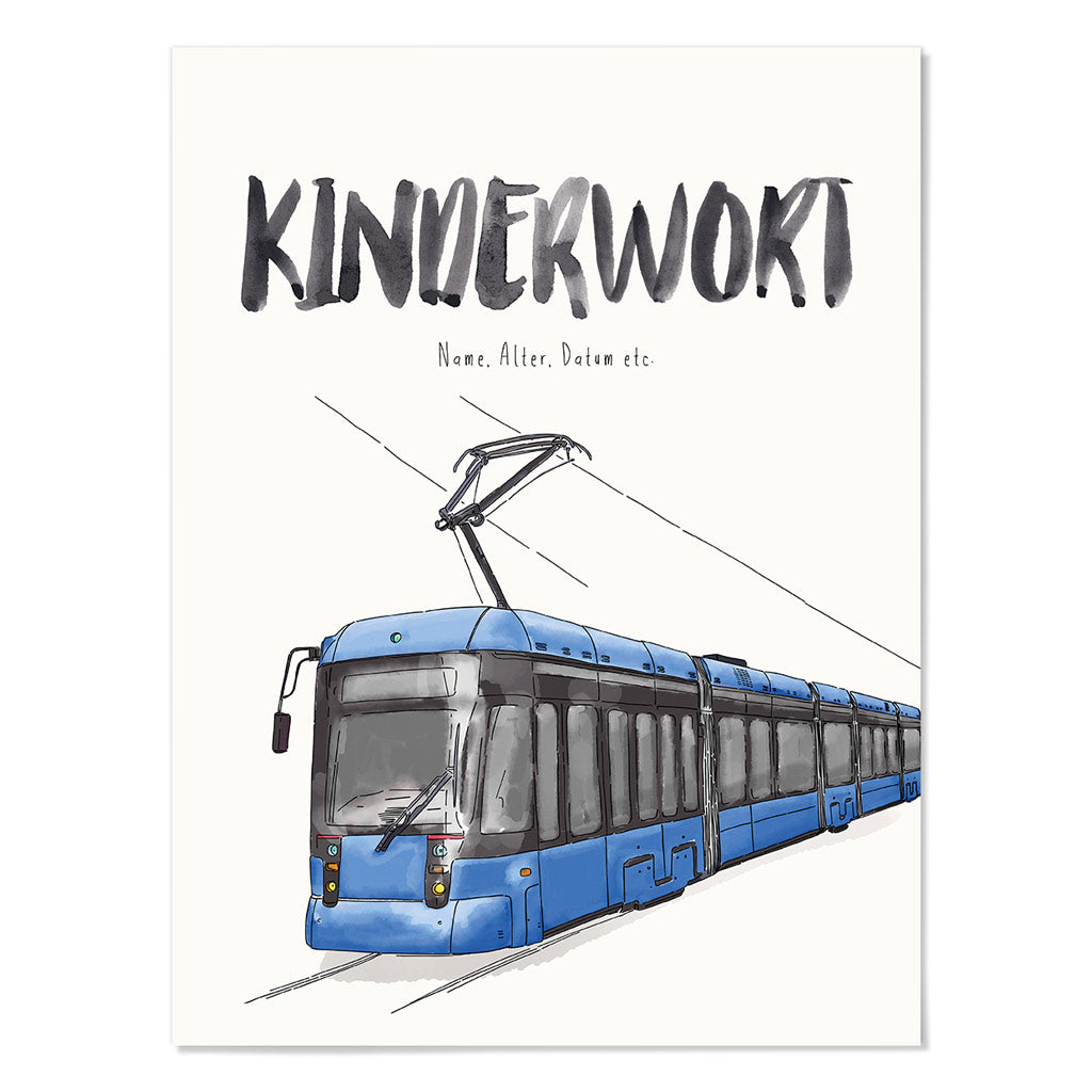 Kindermundposter Strassenbahn – personalisiertes Poster mit Kinderwort für Eltern