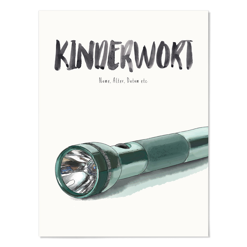 Kindermundposter Taschenlampe – personalisiertes Poster mit Kinderwort für Eltern