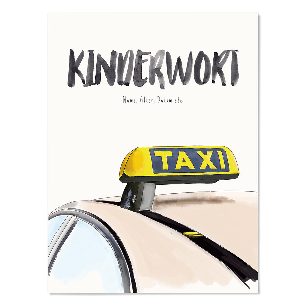 Kindermundposter Taxi – personalisiertes Poster mit Kinderwort für Eltern