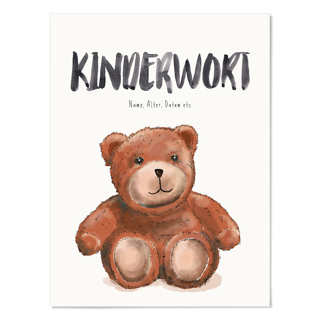 Kindermundposter Teddybär – personalisiertes Poster mit Kinderwort für Eltern