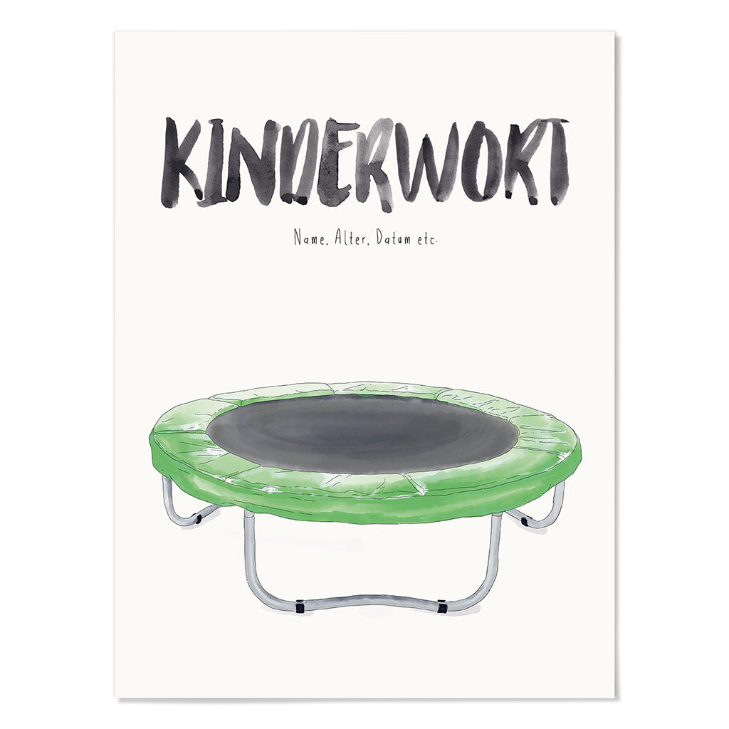 Kindermundposter Trampolin – personalisiertes Poster mit Kinderwort für Eltern