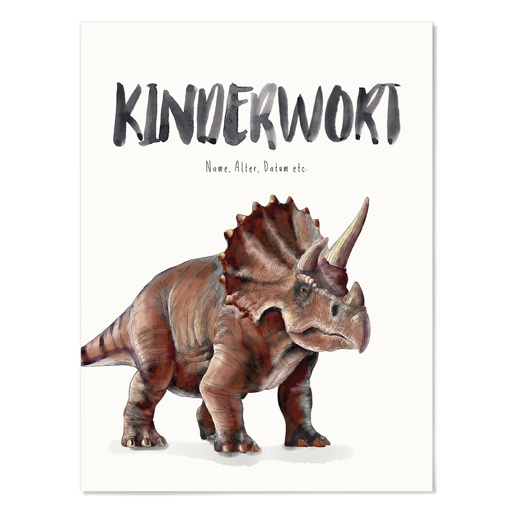 Kindermundposter Triceratops – personalisiertes Poster mit Kinderwort für Eltern