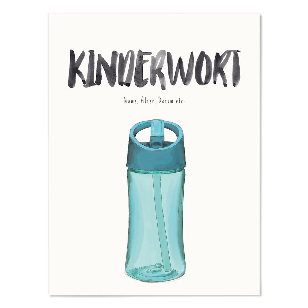 Kindermundposter Trinkflasche – personalisiertes Poster mit Kinderwort für Eltern