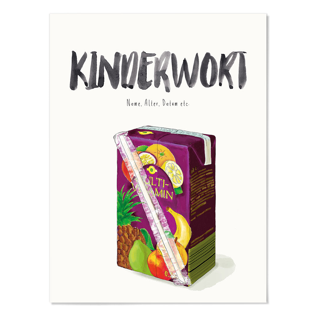 Kindermundposter Trinkpäckchen – personalisiertes Poster mit Kinderwort für Eltern