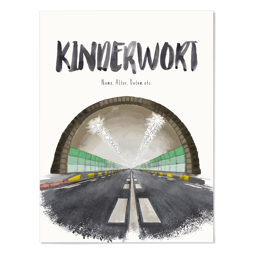 Kindermundposter Tunnel – personalisiertes Poster mit Kinderwort für Eltern