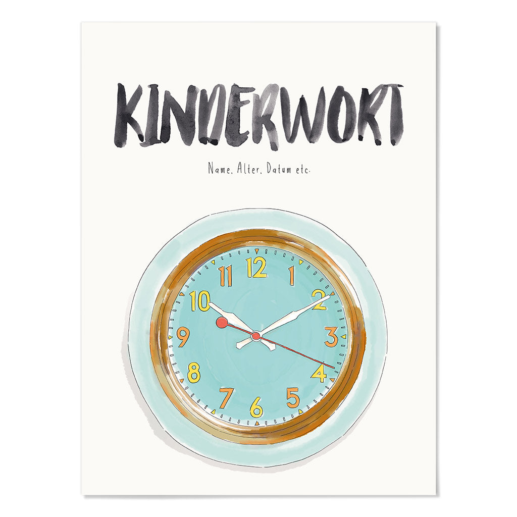 Kindermundposter Uhr – personalisiertes Poster mit Kinderwort für Eltern