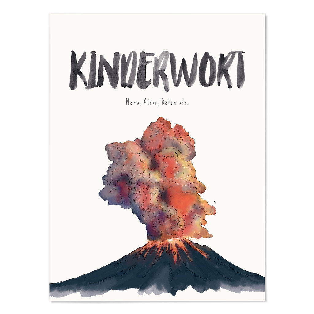 Kindermundposter Vulkan – personalisiertes Poster mit Kinderwort für Eltern