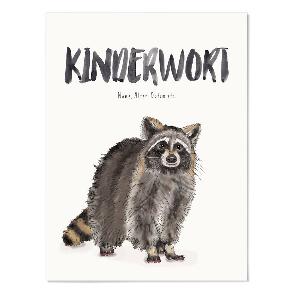 Kindermundposter Waschbär – personalisiertes Poster mit Kinderwort für Eltern