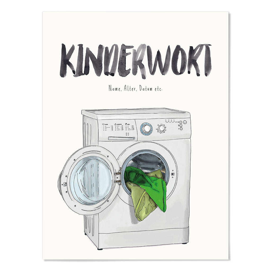 Kindermundposter Waschmaschine – personalisiertes Poster mit Kinderwort für Eltern