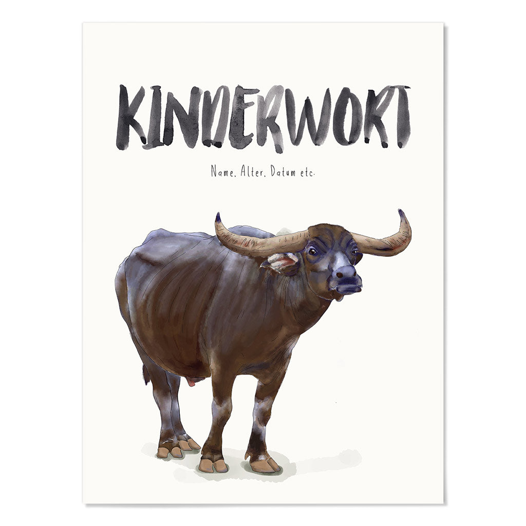 Kindermundposter Wasserbüffel – personalisiertes Poster mit Kinderwort für Eltern