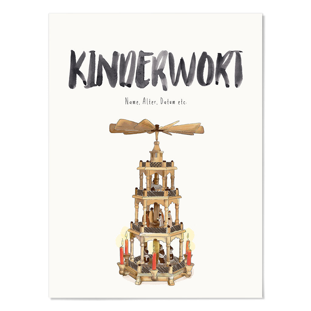 Kindermundposter Weihnachtspyramide – personalisiertes Poster mit Kinderwort für Eltern