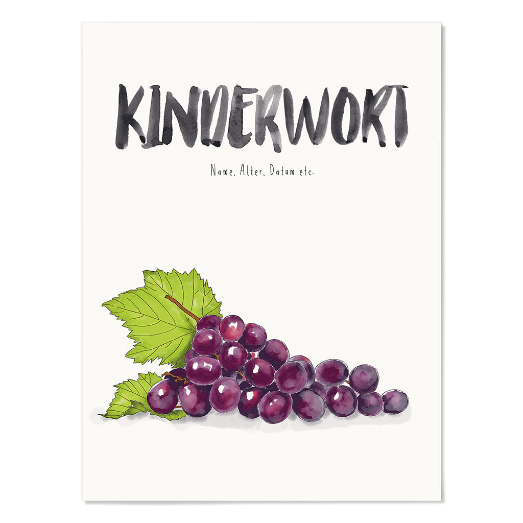 Kindermundposter Weintrauben – personalisiertes Poster mit Kinderwort für Eltern