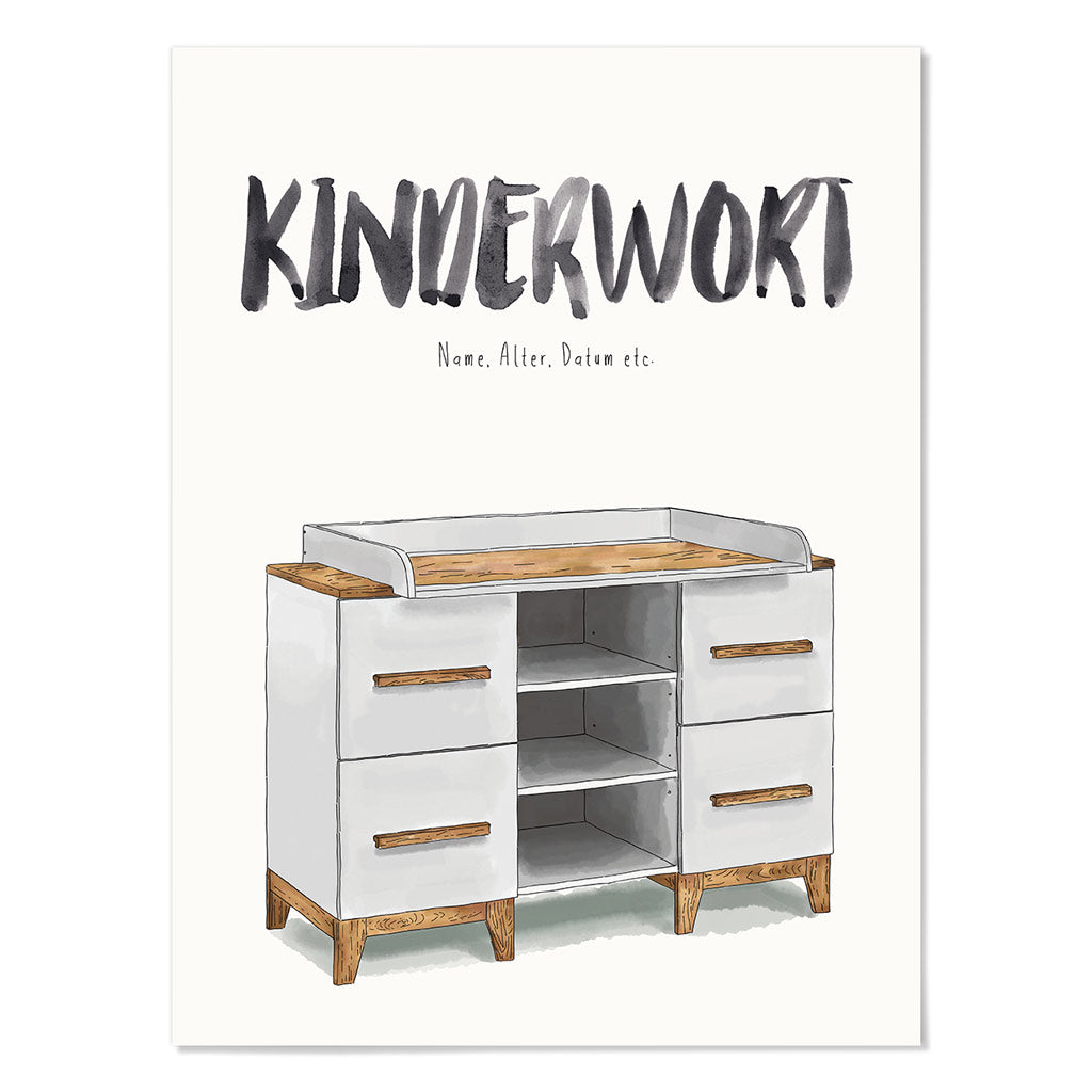 Kindermundposter Wickelkommode – personalisiertes Poster mit Kinderwort für Eltern