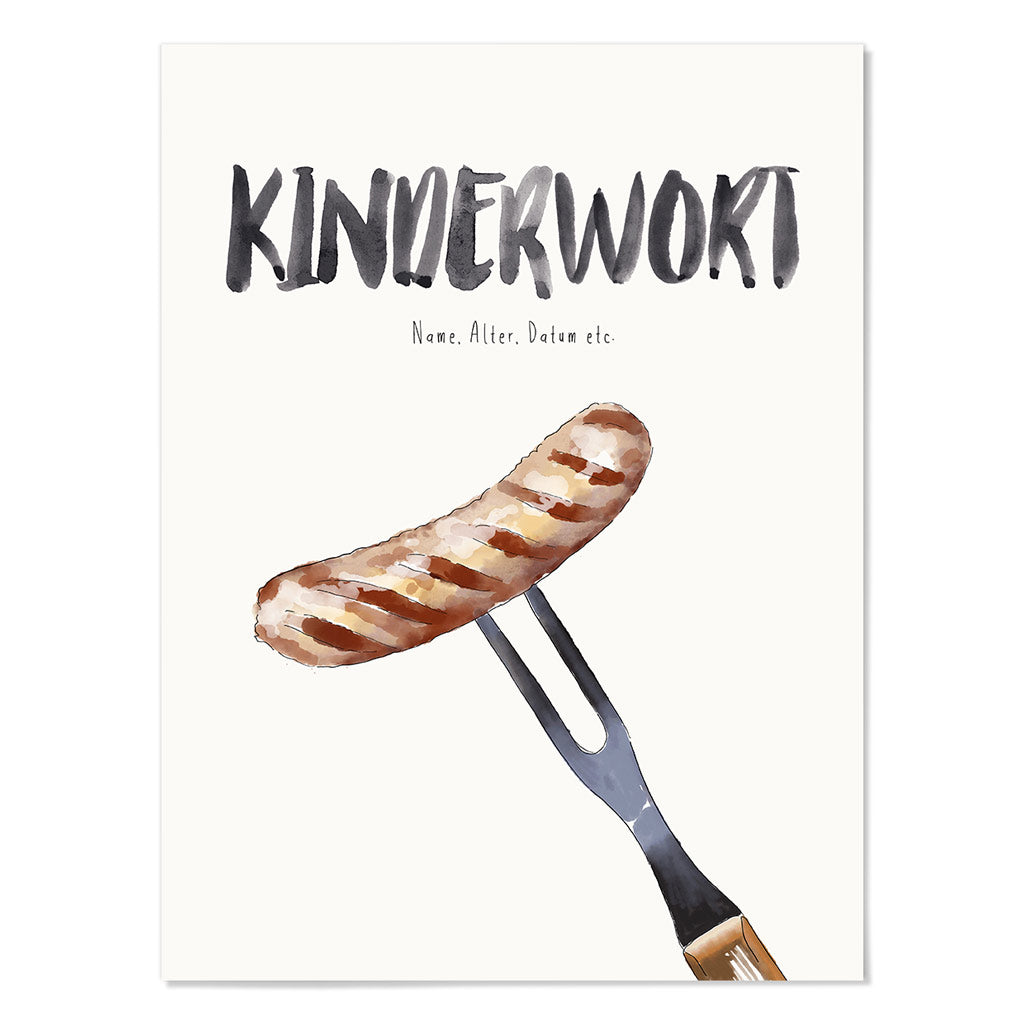 Kindermundposter Bratwurst – personalisiertes Poster mit Kinderwort für Eltern