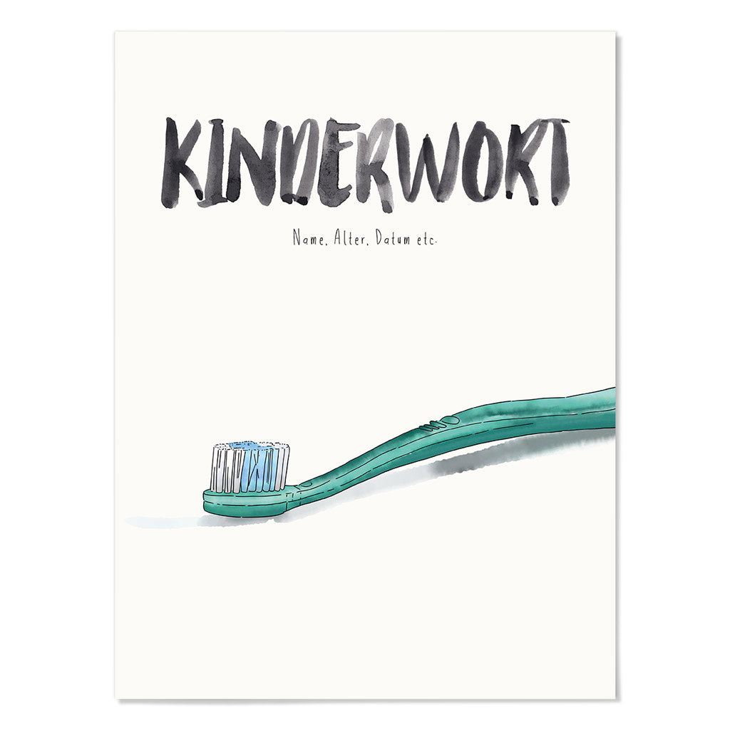 Kindermundposter Zahnbürste – personalisiertes Poster mit Kinderwort für Eltern