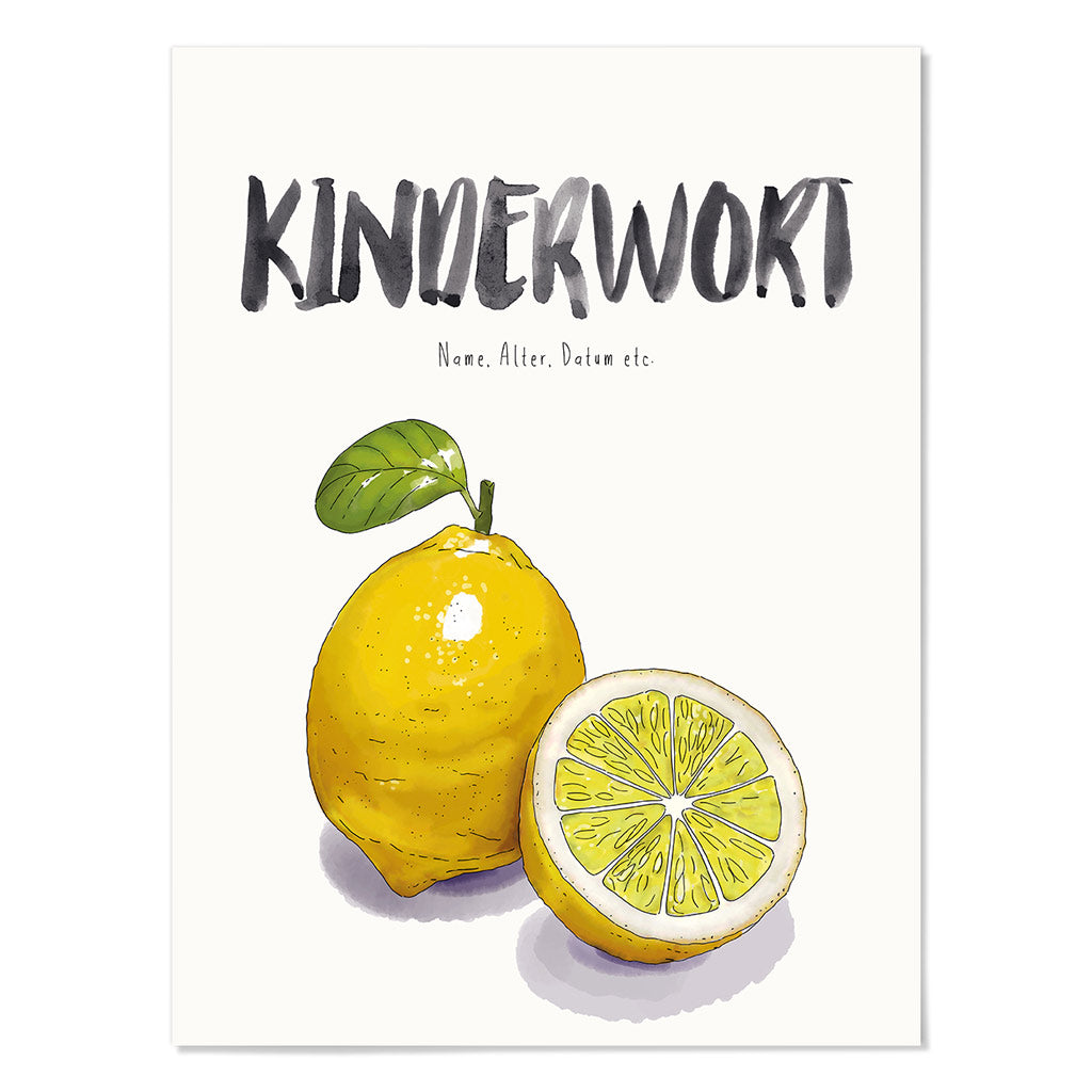 Kindermundposter Zitrone – personalisiertes Poster mit Kinderwort für Eltern