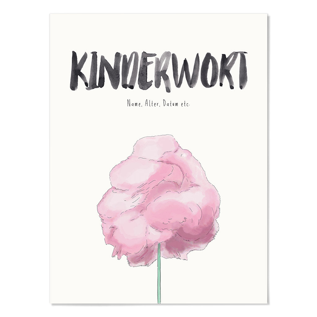 Kindermundposter Zuckerwatte – personalisiertes Poster mit Kinderwort für Eltern