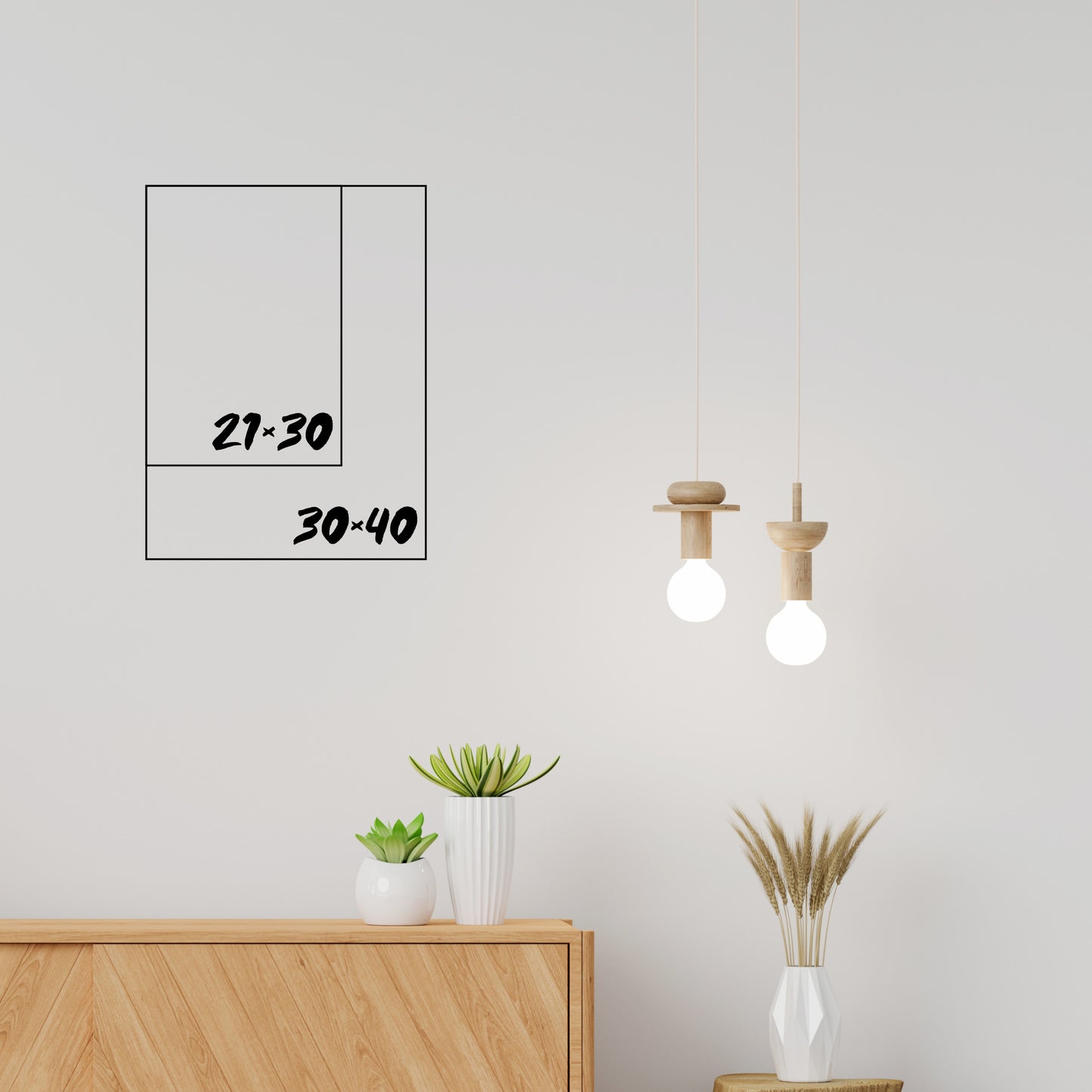 Größentabelle für den Postergrößenvergleich 21x30 und 30x40 cm