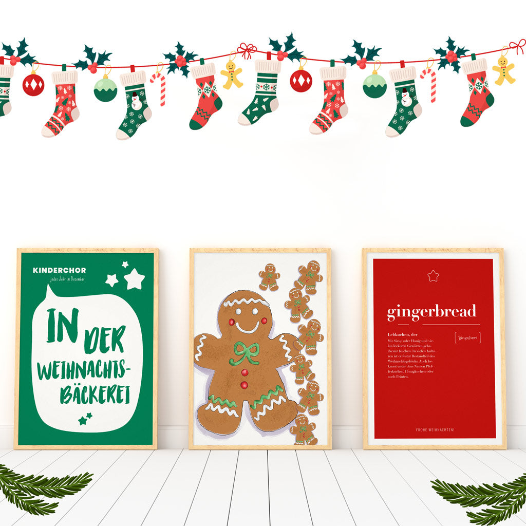 hejhoni - weihnachtsposter set "lebkuchenmann"
