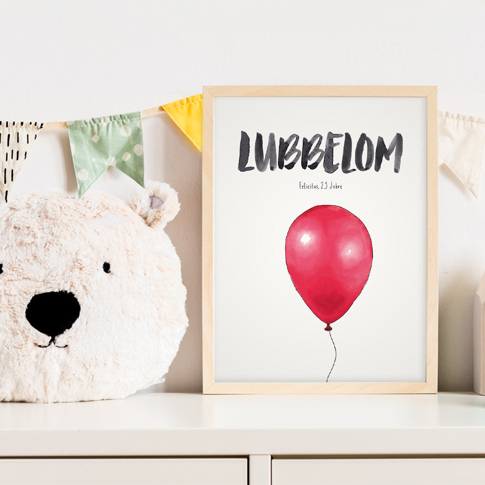 KindermundposterLuftballon im Kinderzimmer – personalisiertes Poster als Dekoration und Geschenk