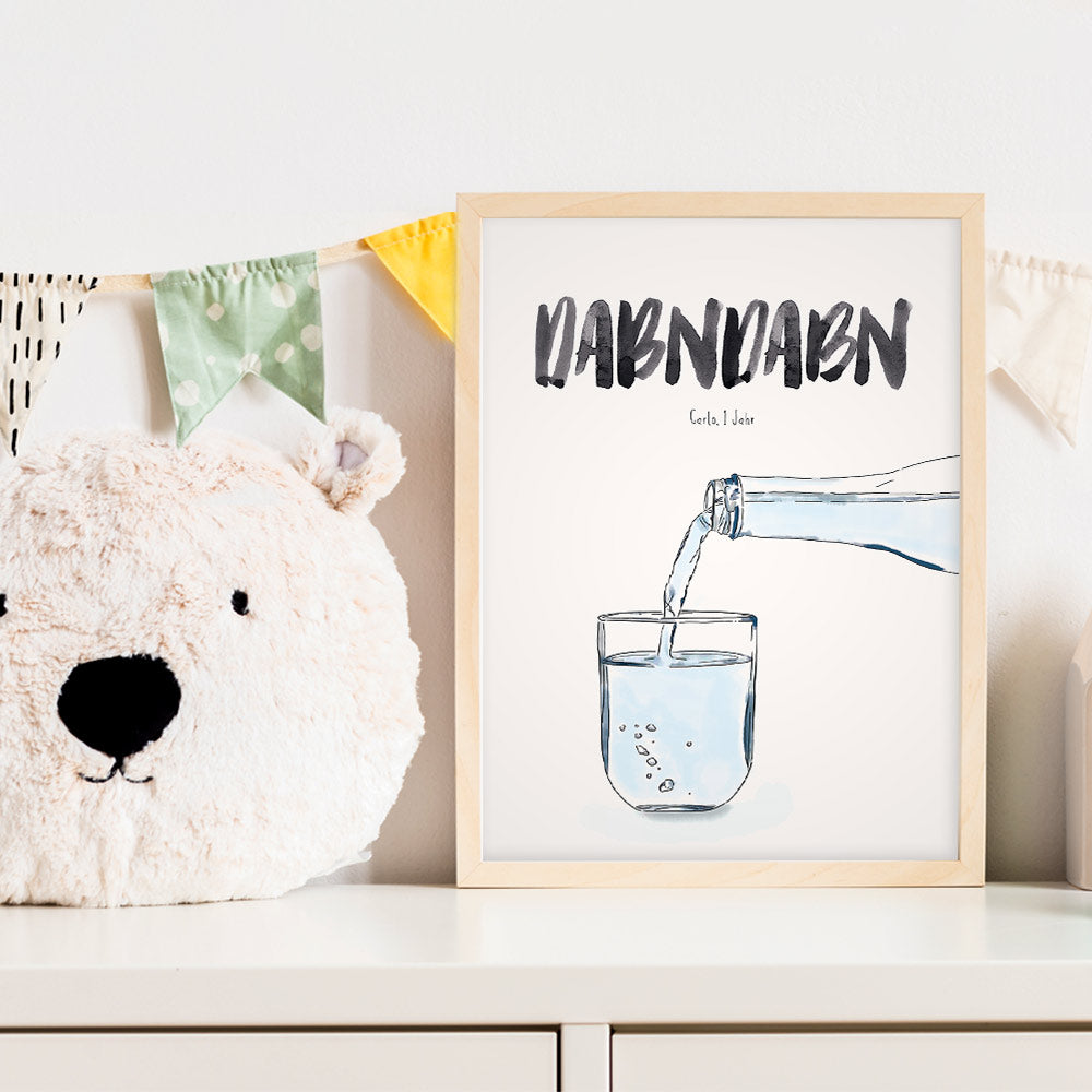 Kindermundposter Wasser im Kinderzimmer – personalisiertes Poster als Dekoration und Geschenk