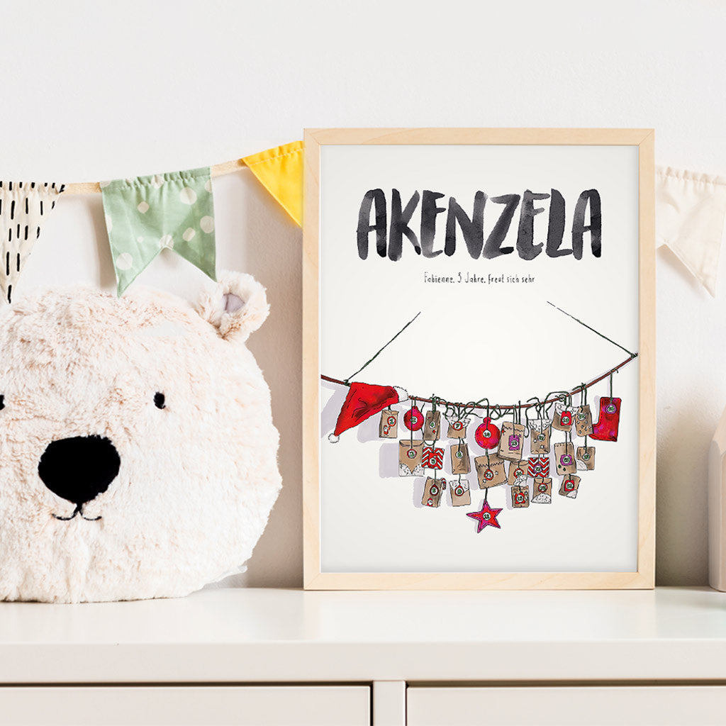 Kindermundposter Adventskalender im Kinderzimmer – personalisiertes Poster als Dekoration und Geschenk