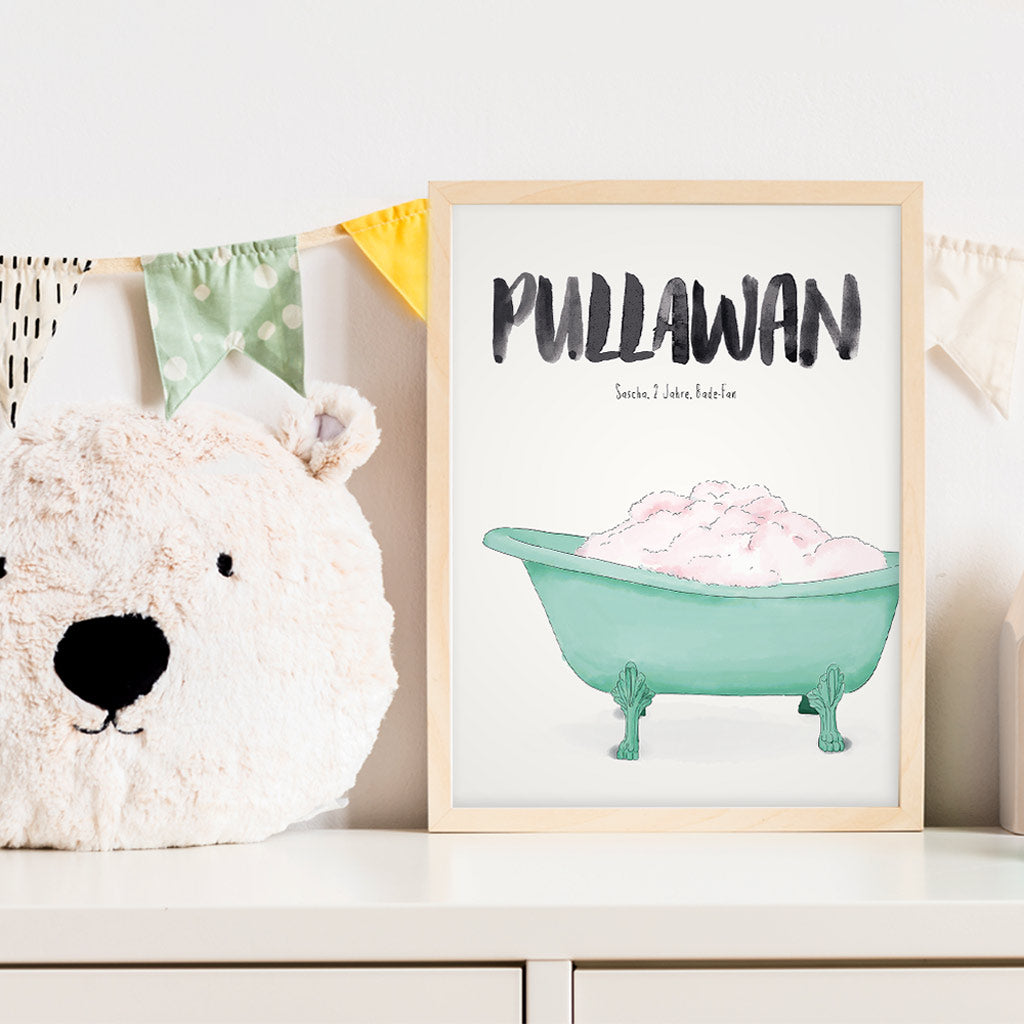 Kindermundposter Badewanne im Kinderzimmer – personalisiertes Poster als Dekoration und Geschenk