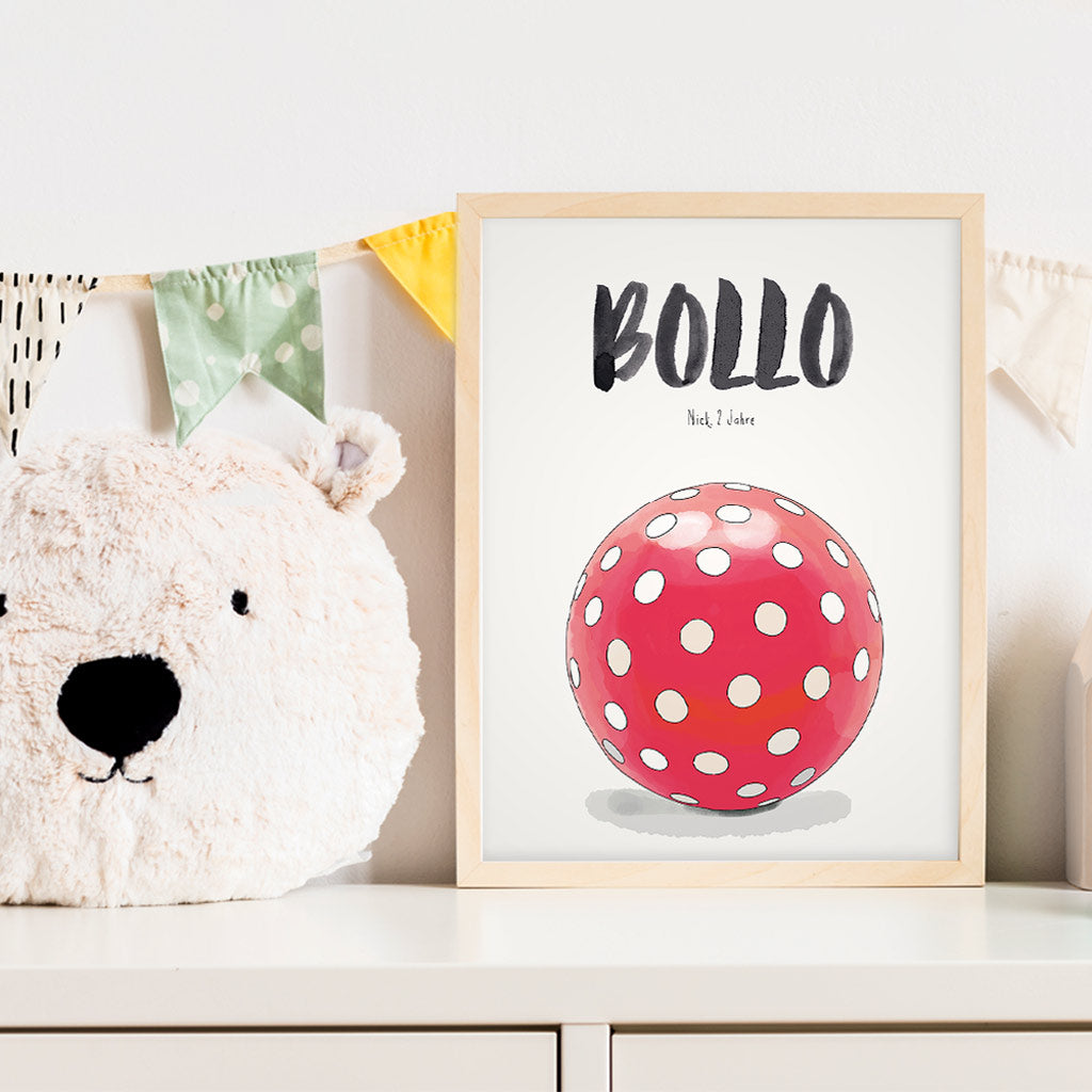 Kindermundposter Ball im Kinderzimmer – personalisiertes Poster als Dekoration und Geschenk