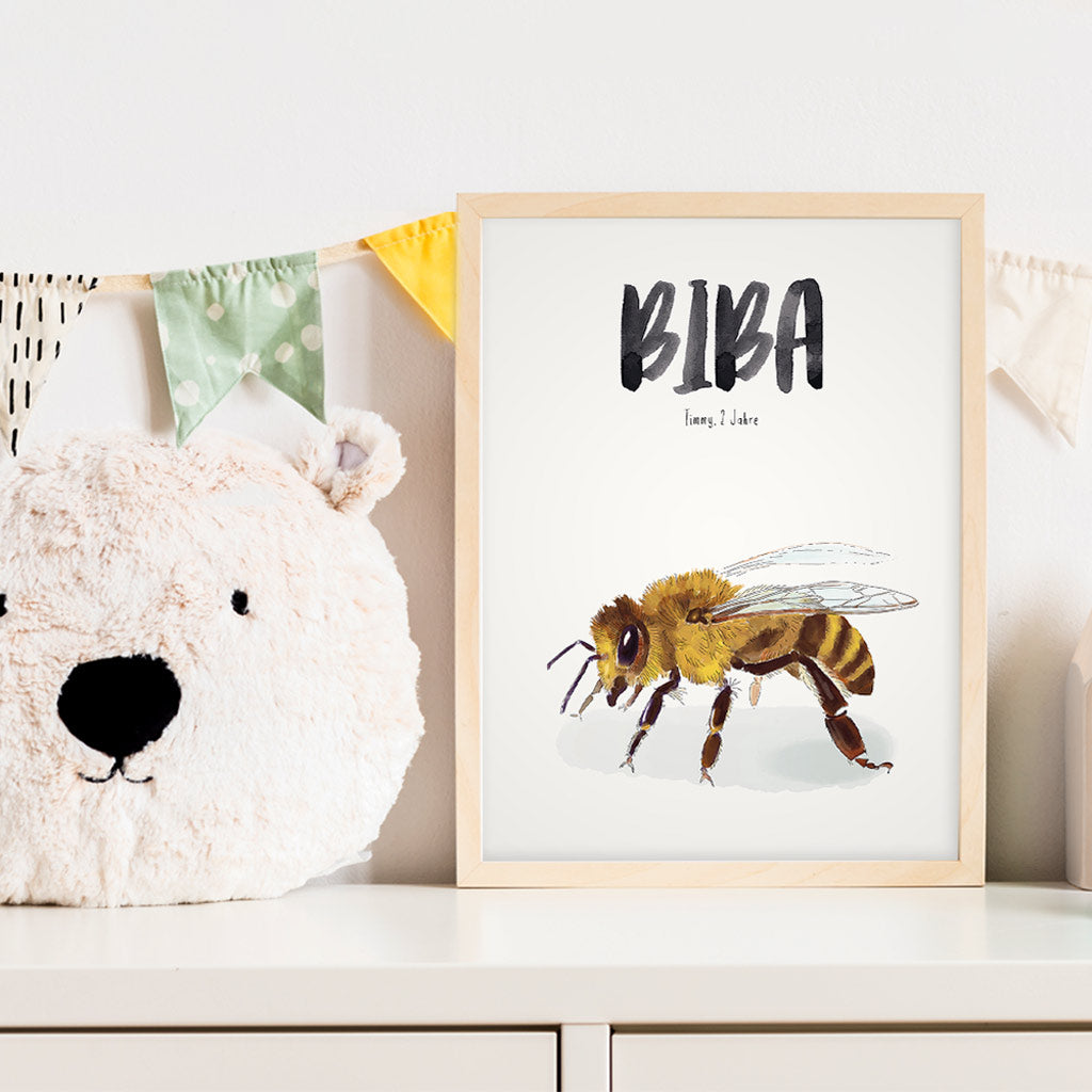Kindermundposter Biene im Kinderzimmer – personalisiertes Poster als Dekoration und Geschenk