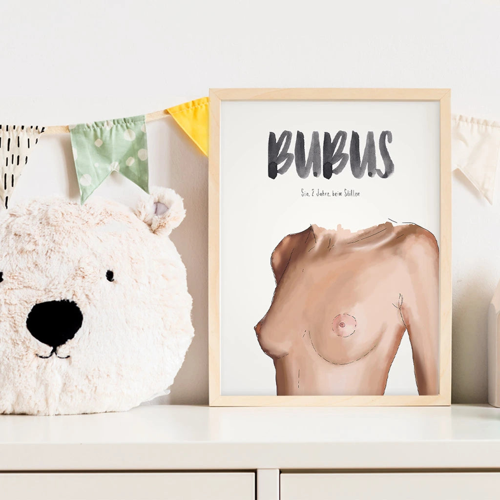 Kindermundposter Busen im Kinderzimmer – personalisiertes Poster als Dekoration und Geschenk