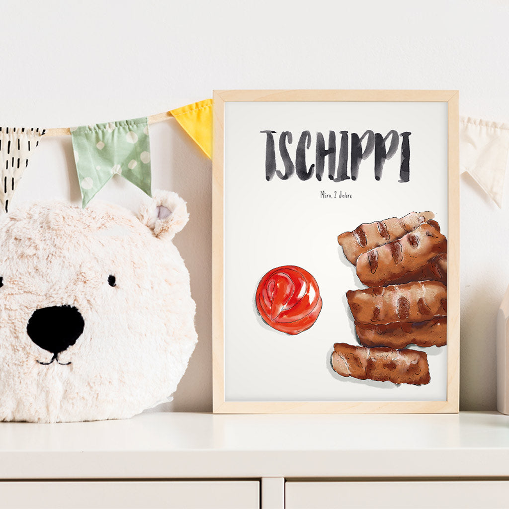 Kindermundposter Cevapcici im Kinderzimmer – personalisiertes Poster als Dekoration und Geschenk