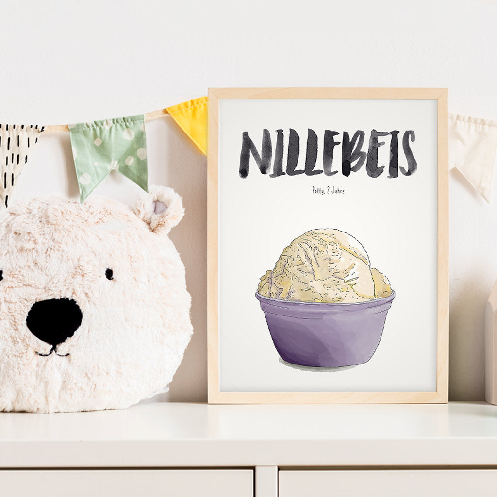 Kindermundposter Vanilleeis im Kinderzimmer – personalisiertes Poster als Dekoration und Geschenk