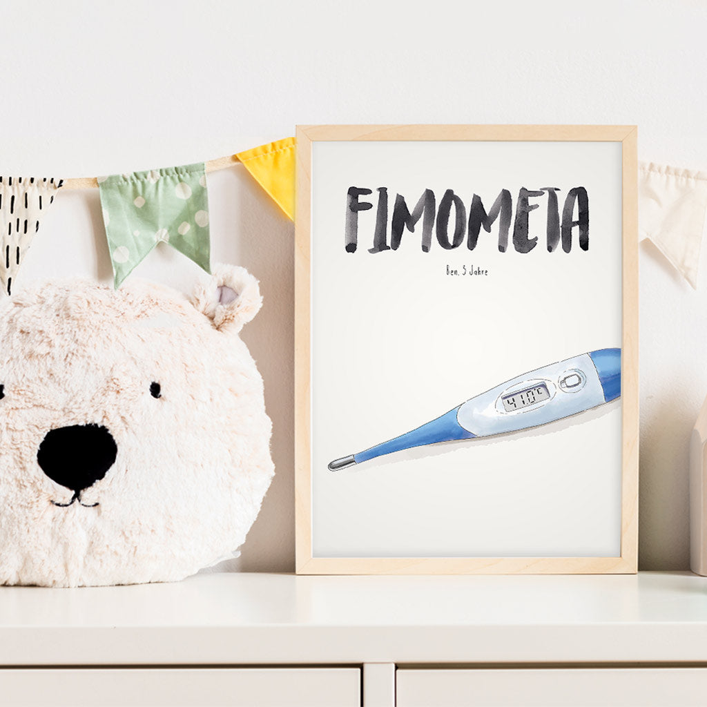 Kindermundposter Fieberthermometer im Kinderzimmer – personalisiertes Poster als Dekoration und Geschenk