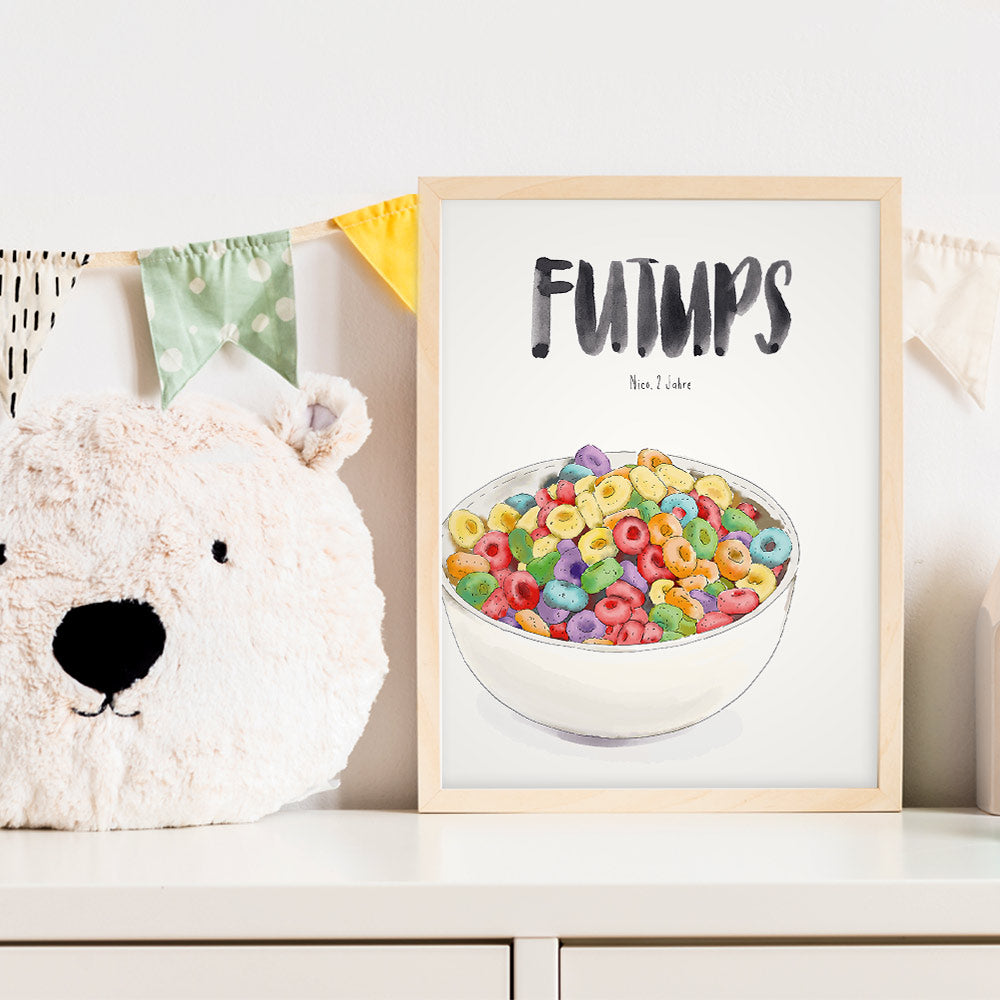 Kindermundposter Fruchtringe im Kinderzimmer – personalisiertes Poster als Dekoration und Geschenk