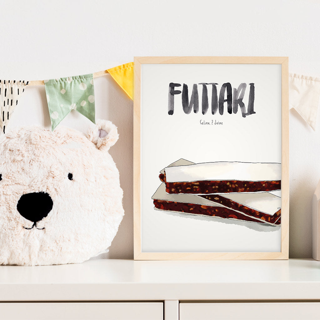 Kindermundposter Fruchtriegel im Kinderzimmer – personalisiertes Poster als Dekoration und Geschenk