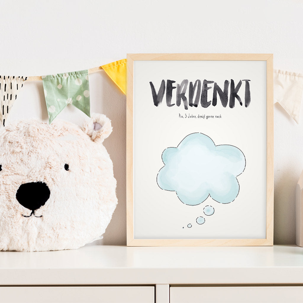 Kindermundposter Gedankenblase im Kinderzimmer – personalisiertes Poster als Dekoration und Geschenk