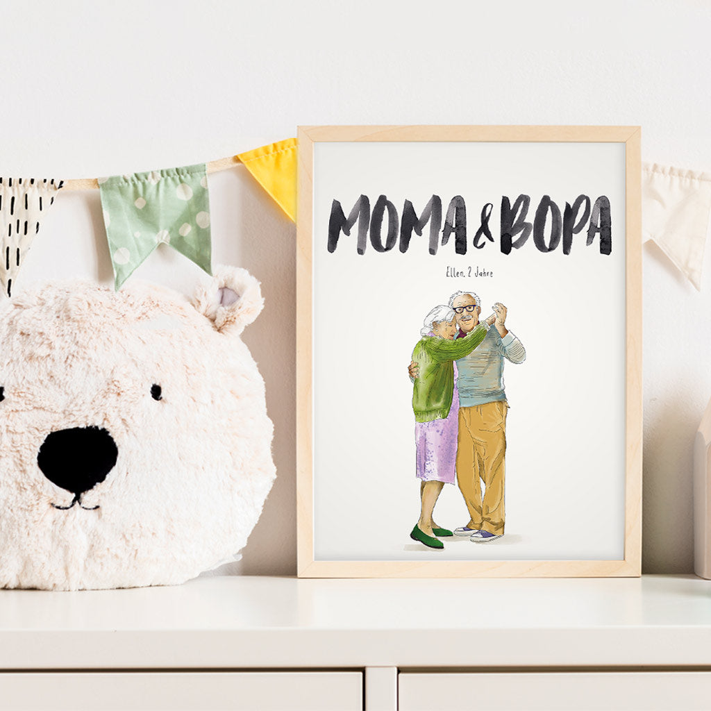 Kindermundposter Großeltern im Kinderzimmer – personalisiertes Poster als Dekoration und Geschenk