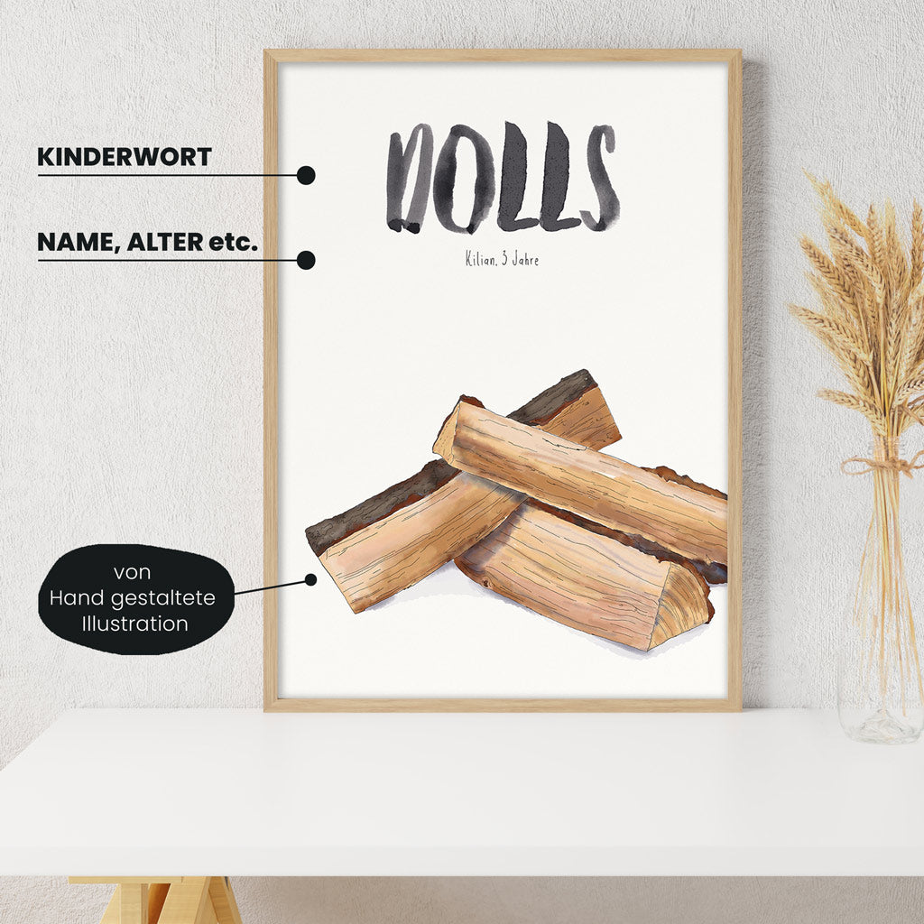 Kindermundposter - Motiv Kamin-Holz